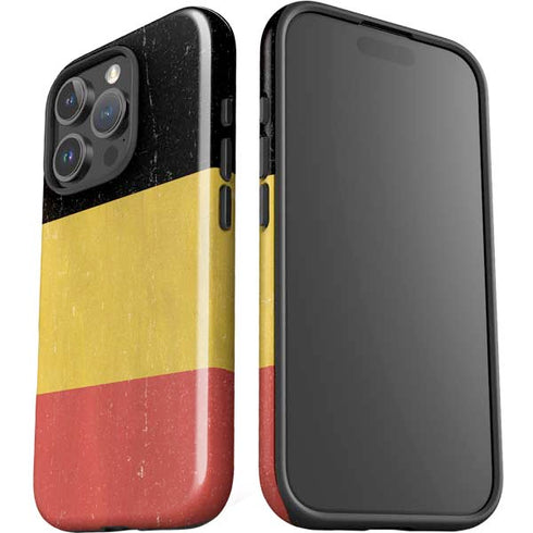 Belgium Flag Distressed iPhone 16 Pro Impact Case